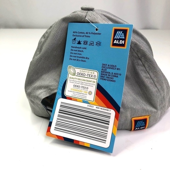 NWT ALDI Capsule Collection 2023 baseball hat cap light grey smiley face OS - Picture 6 of 7